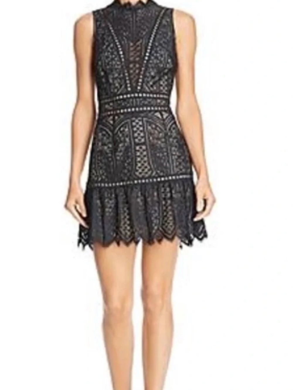 Anthropologie SAYLOR Rosemary Black Lace Mini Dress Size XS